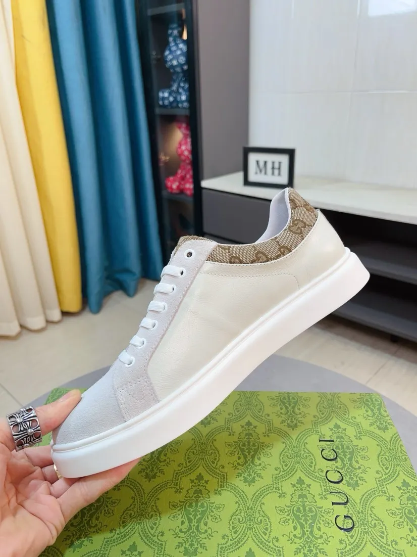 Factory price 440🌹🌹GUCCI [Gucci] New high-end brand of men's shoes, the latest fashionable casual men's shoes, trendy and versatile style, relaxed and sporty style, uppers imported from Italy, first-layer cowhide, genuine leather lining and ultra-fine workmanship. Original personalized fashionable rubber wear-resistant outsole, light and comfortable on the foot, size 38-44